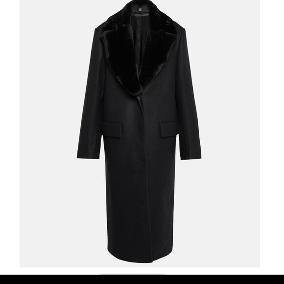 TOTEME detachable shearling-collar single-breasted coat - Picture 1 of 9